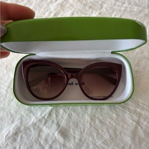 Kate Spade Burgundy Cat-Eye Sunglasses + Green Wink Case